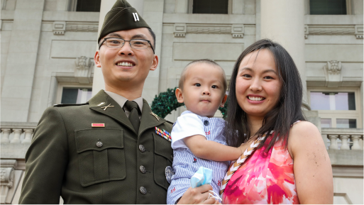 Military family smiling